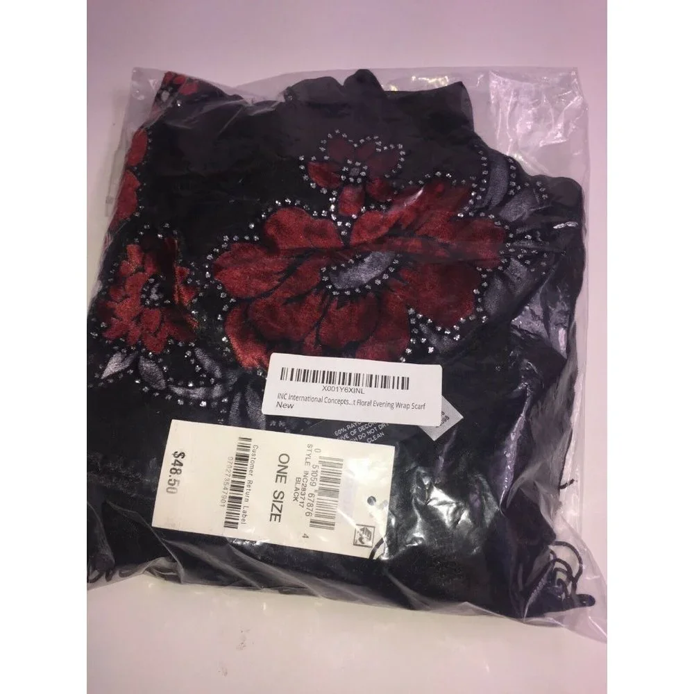 Inc International Concepts Midnight Floral Wrap Retail $48.50